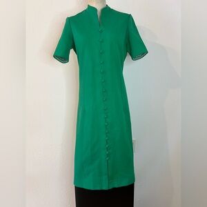 Tannel Knots 1960s Vintage Sheath Dress with Mandarin Collar